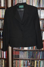 Lauren Ralph Lauren black 3 button Blazer Jacket all weather wool sz 10 b215