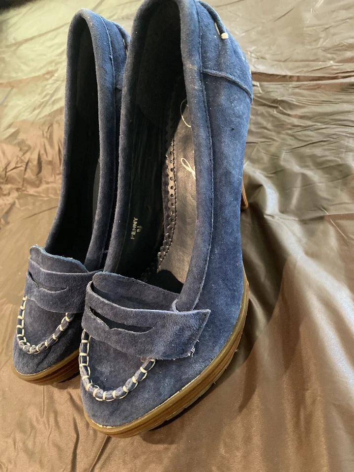 Zapatos de salón ENVY Penny mocasines de gamuza azul para mujer - talla 9  Foto 2 de 4