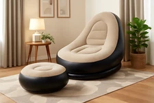 Adult Inflatable Recliner Chair with Foot Stool, Foldable, Indoor & Outdoor