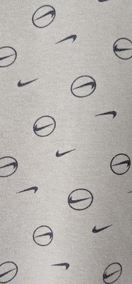 nike all over logo print cropped sweatshirt in camel