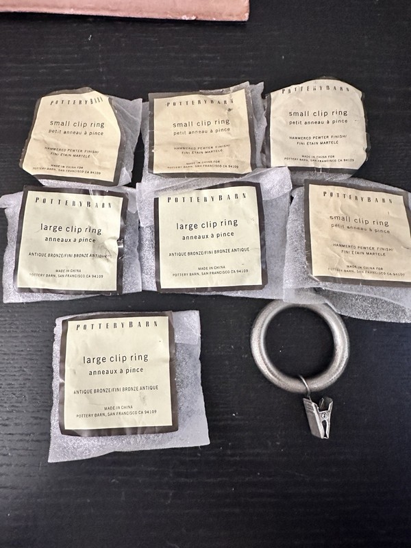 Pottery Barn Small And Large Curtain Clip Rings New 