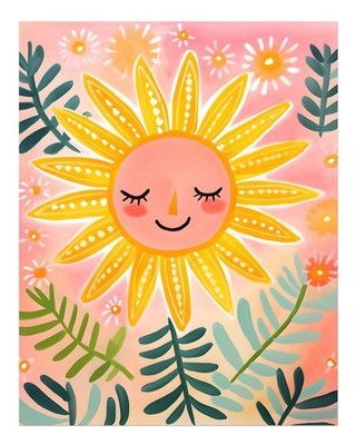Helle Sonnenblumen Wandkunst Fröhliche Botanische Dekoration Whimsica