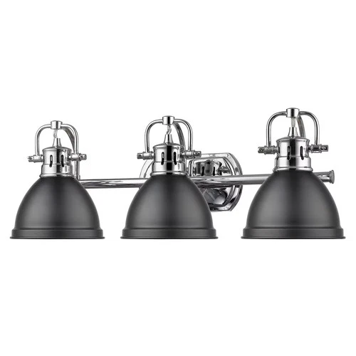 Golden Duncan 3-Light Bathroom Vanity Light in Chrome and Matte Black - Picture 4 of 5