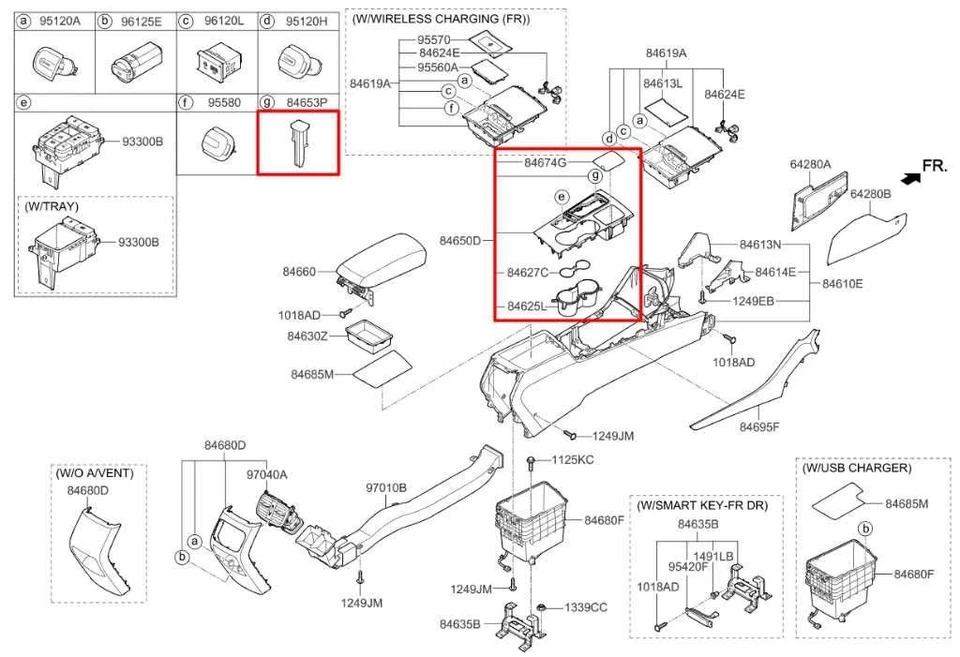 Kia Optima LX 19-20 consola central palanca de cambios bisel moldura cubierta panel con portavasos Foto 2 de 4