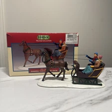 Lemax DASHING THROUGH THE SNOW Christmas Village Figure Couple in Horse Carriage