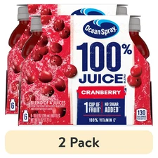 (2 pack) Ocean Spray 100% Juice Cranberry Juice Blend,10 fl oz Bottles, 12 Count