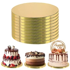 Spec101 Round Cake Boards Bulk 12pk - 10 Inch Cake Drum Gold 1/2in Smooth Edge