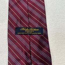 Brooks Brothers Makers All Silk Tie Burgundy Red Striped Men's Necktie