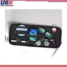 2 Pack Car Sun Visor Organizer Anti-slip Elastic Woven Storage Board Sunglass