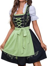 Oktoberfest Dirndl German Waitress Short Dress Bavarian Holiday Party 3 Pcs Sz M