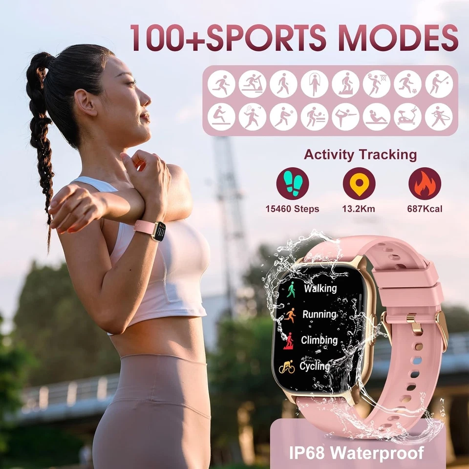 Reloj Inteligente Bluetooth De Mujer Para iPhone Apple y Samsung Android Rosa Foto 4 de 4