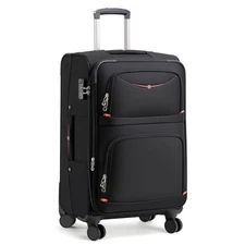 Softside Expandable Luggage with 4 Spinner Wheels, Durable 25-Inch Black