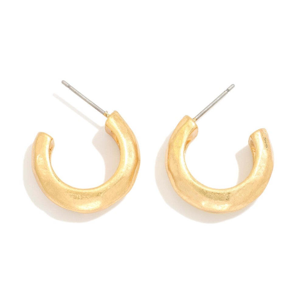 Gold Hammered Chunky Hoop Earrings