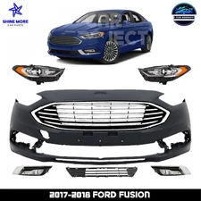 Front Bumper Cover Fascia & Grille Assembly Kit For 2017-2018 Ford Fusion