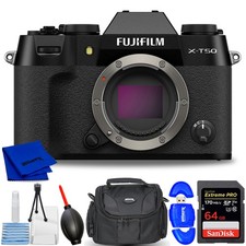 FUJIFILM X-T50 Mirrorless Camera Body, Black - KIT BOX Accessory Bundle