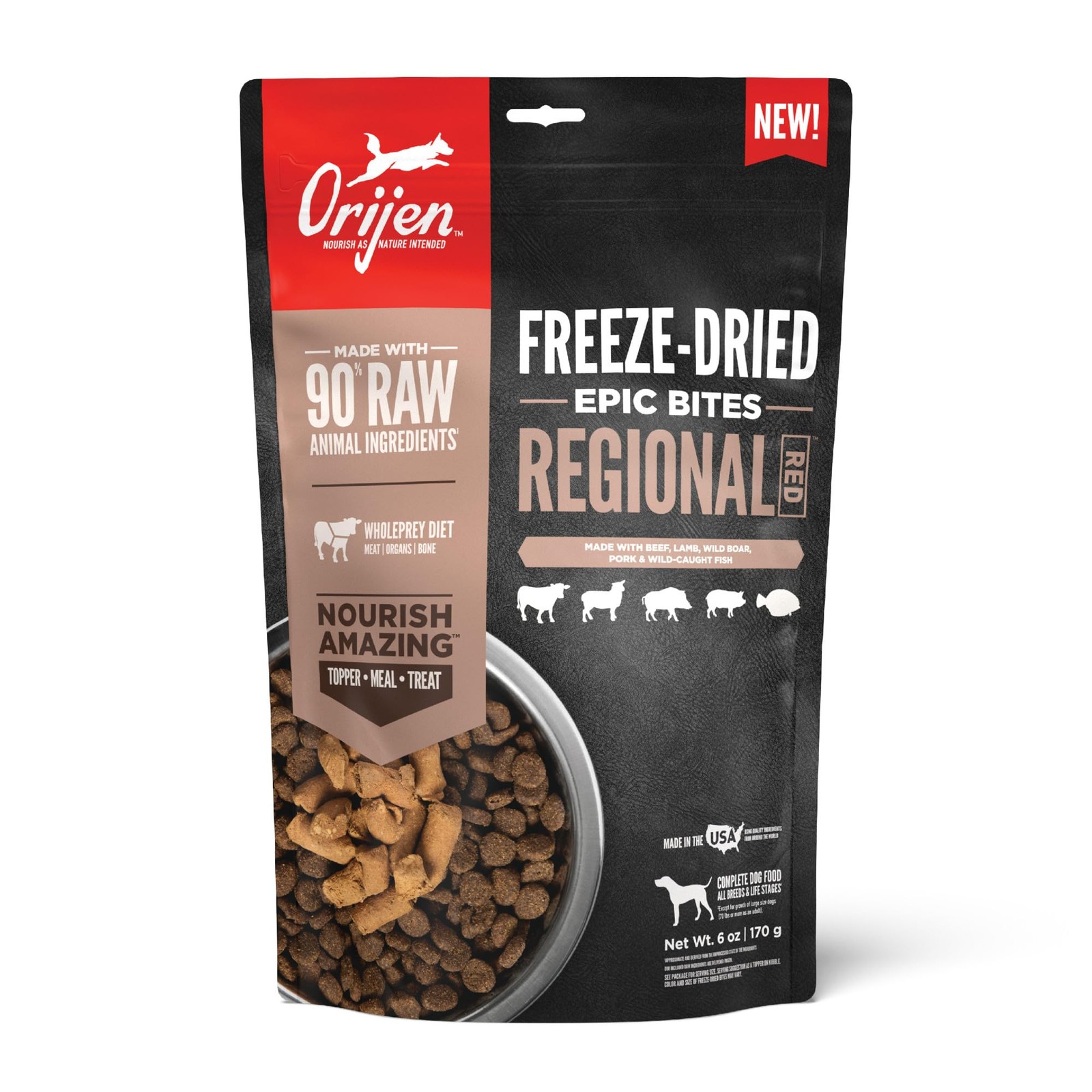 ORIJEN Epic Bites Freeze-Dried Dog Food, Regional Red Recipe
