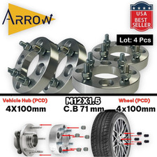 4pcs 1.25 4x100 To 4x100 Wheel Spacers Adapters 12x1.5 Studs Fit 4 Lug Wheel 4pcs 1.25 4x100 To 4x100 Wheel Spacers Adapters 12x1.5 Studs Fit 4 Lug Wheel