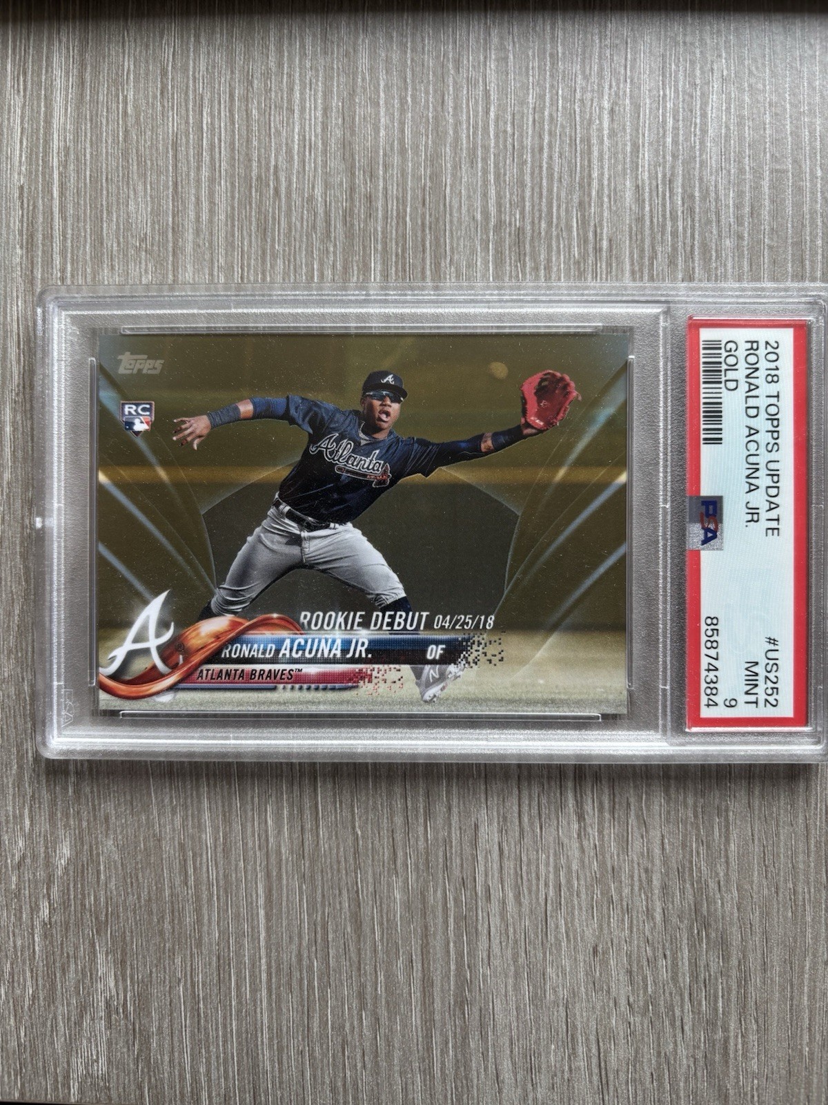 2018 Topps Update Debut Gold /2018 Ronald Acuna Jr RC Rookie #US252 PSA Mint 9!