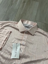 Collars and Co Short Sleeve Polo Orange Window Check Size M
