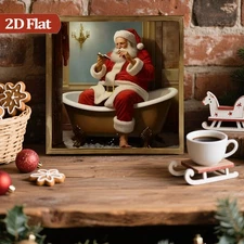 Rustic Christmas Wooden Board Painting Humorous Santa Art Fun Home Decoration
