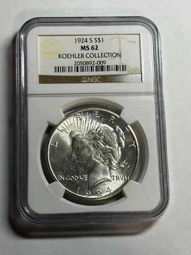 1924 S Peace Silver Dollar $1 NGC MS62 Tough Date Blast White