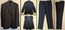 Corneliani 3-Piece Black Pinstripe Italian Wool Suit 42R New w/ imperfections 