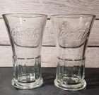 Vintage Set of 2 Coca Cola Libby Heavy Glass 6.25” Clear Flared Rim Tumbler 16oz