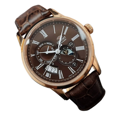 Orient Sun & Moon Brown Dial Automatic Sapphire Crystal RN-AK0002Y Men's Watch