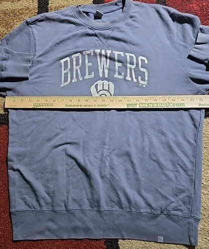 Milwaukee Brewers Sweat Shirt Mens Large Blue /Gray 47 Brand Crew Neck MLB - Picture 12 of 17