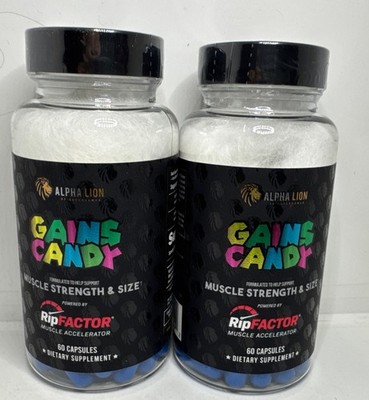 2X ALPHA LION Gains Candy 60 Capsules 325 mg per Capsule Exp 04/2027-New-US