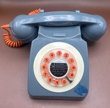 Vtg AEI Push Button Desk Phone Wild  Wolf Orange Button Retro Model 7102 s 