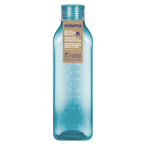 Sistema Square Water Bottle | 1L | Leakproof Kids Water Bottles | Teal Stone | 1