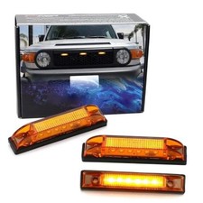 3pc Super Bright Amber Led Center Grille Runningposition Light Kit Amber Lens
