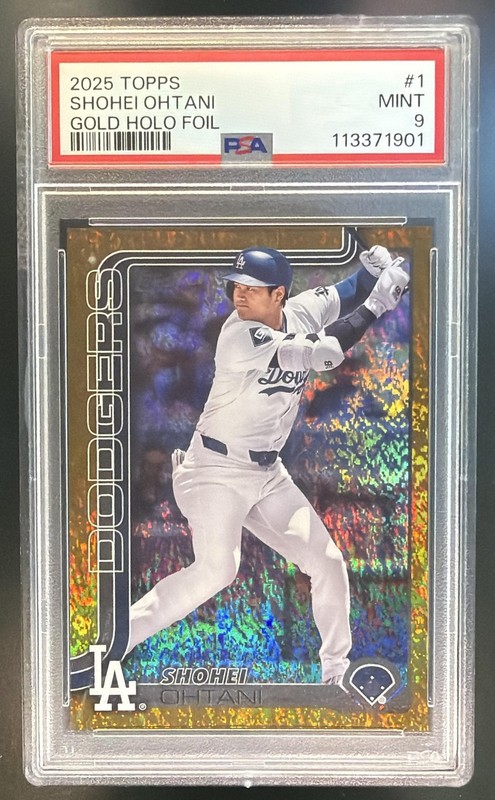 2025 Topps Shohei Ohtani #1 Gold Holo Foil 18/50 Dodgers PSA 9