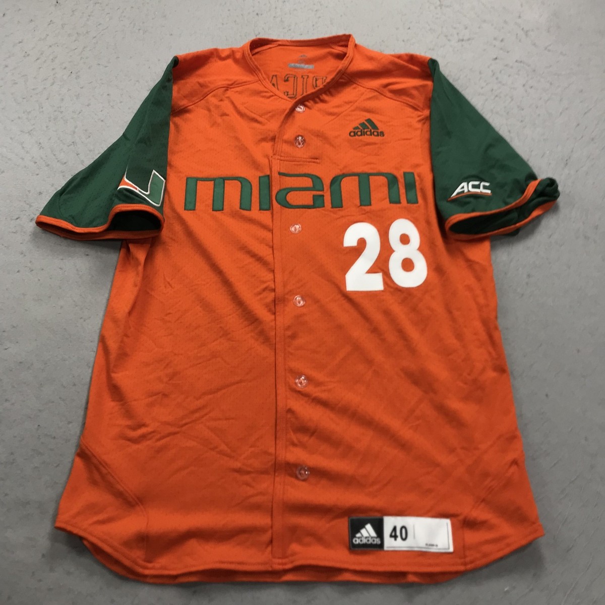 Adidas Green And Orange Baseball Jersey Miami Hurricanes Jersey
