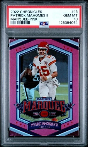 2022 PANINI CHRONICLES MARQUEE PINK #13 PATRICK MAHOMES II 114/199 PSA 10