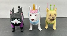 Lot of 3 Ankyo Figures Dog Pink Wings  Cat Bat Wings Unicorn Figure Cake Topper