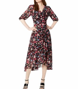 floral chiffon wrap dress