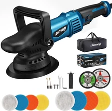 Dual Action Polisher 980W 5/6" 6 Variable Speed Random Orbital Buffer Polisher