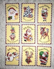 Set of 9 Cards Vintage Merry Christmas Pocket Pen Pal Cards only 141N