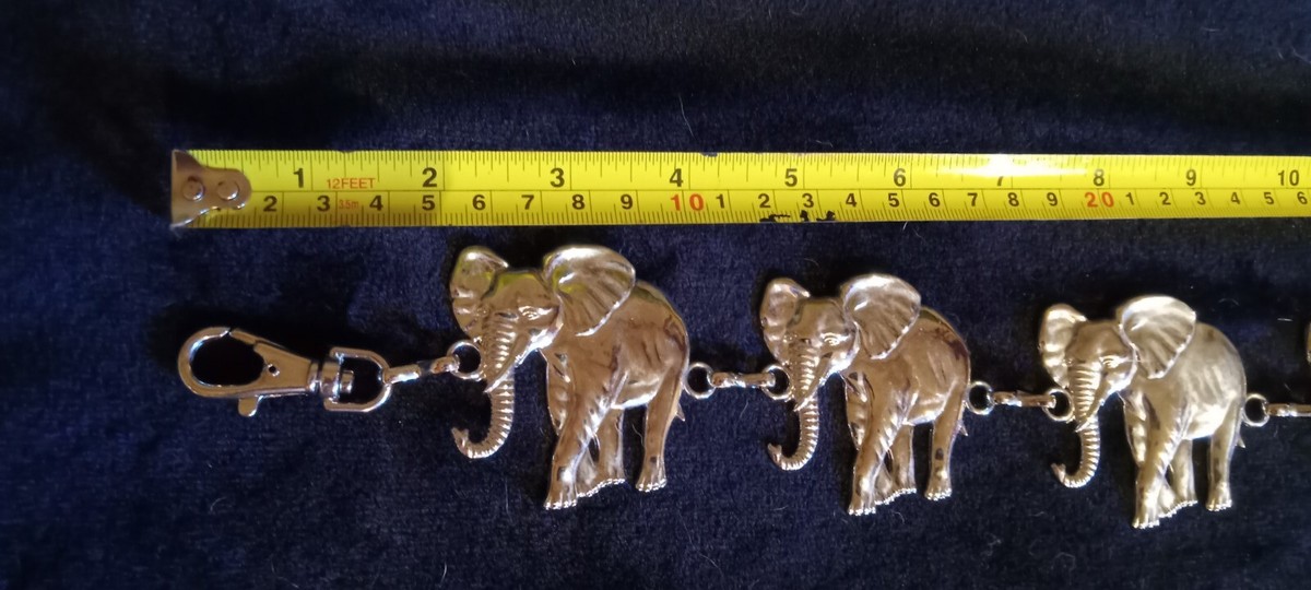 42 In Silver Tone Elephant Belt ( 6 ) 2 1/4 Metal Elephant  display picture 1