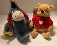 Disney Cupid Valentines Day Eeyore Beanbag Plush and Winnie The Pooh