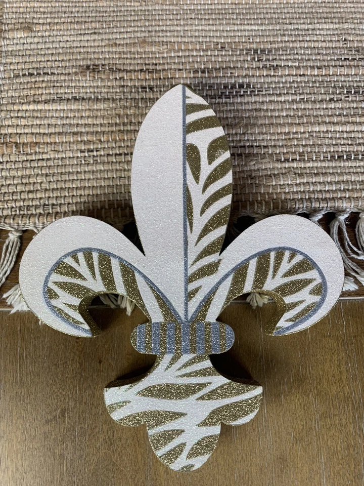 10 NEW Mardi Gras Party Large Fleur De Lis Decoration Ornament Gold Glittered - Изображение 2 из 4