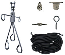 Stainless Steel IV Drip Hanger with 39ft Suspension Rope & Pulley System