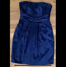 Davids Bridal Cocktail Dress Navy Blue Strapless Pleated Bridesmaids Size 10
