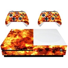 Flame Pattern Print Decal Skins Designed to Fit Xbox One Slim Systems VWAQ - XSG