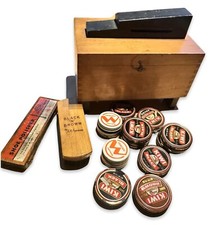 Vintage Handmade Wooden Shoe Shine Box with Accessories Prop Kiwi All American
