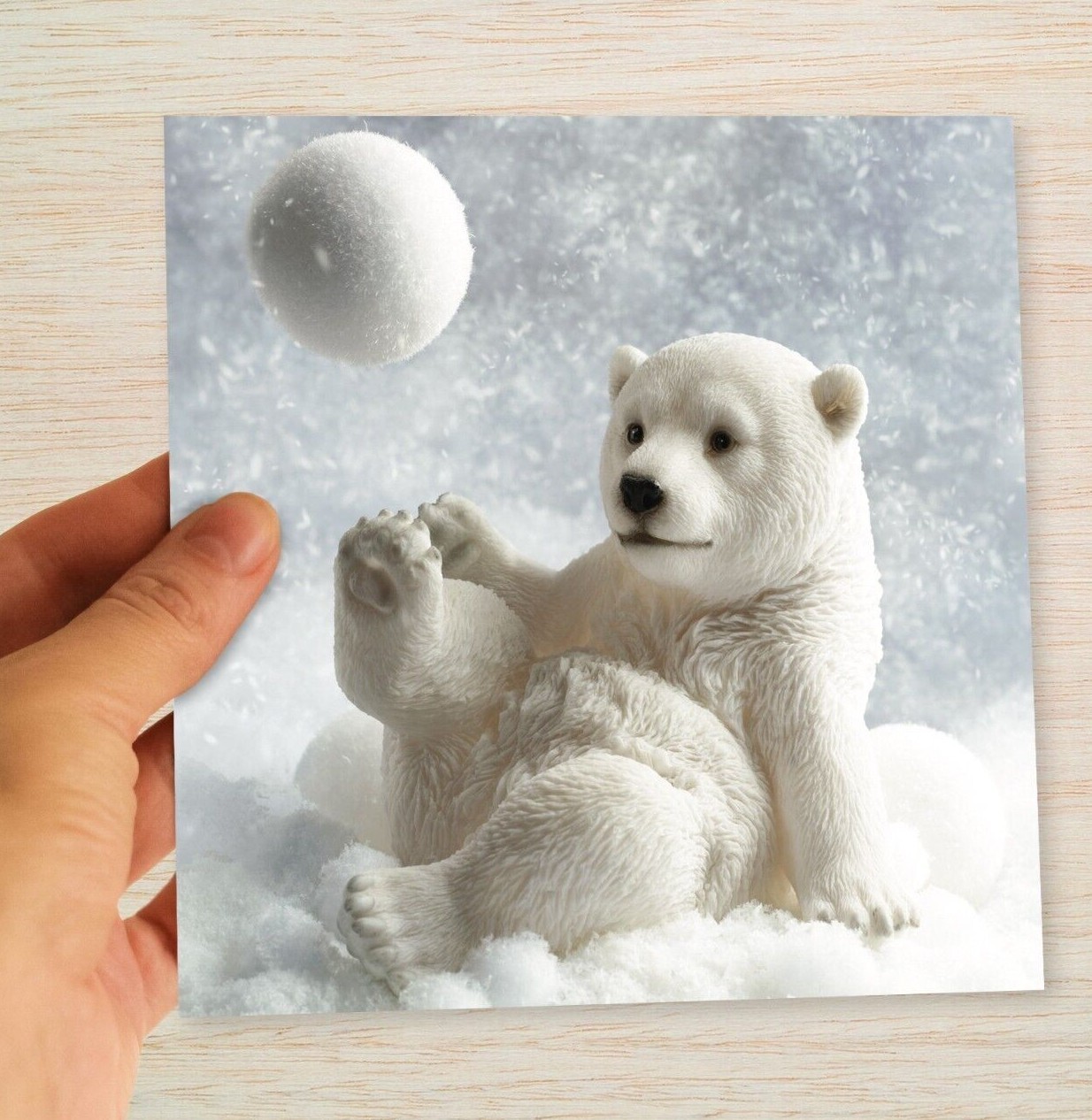 Lindo Oso Tarjetas de Navidad y Paquetes Oso Polar Blanco y Bola de Nieve Tarjeta de Navidad Freepost