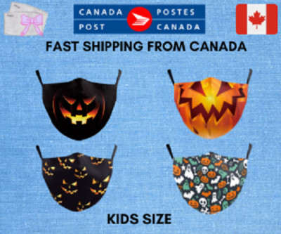 Washable Reusable Adjustable Kids Face Mask Halloween Pumpkin Faces + 2 Filters