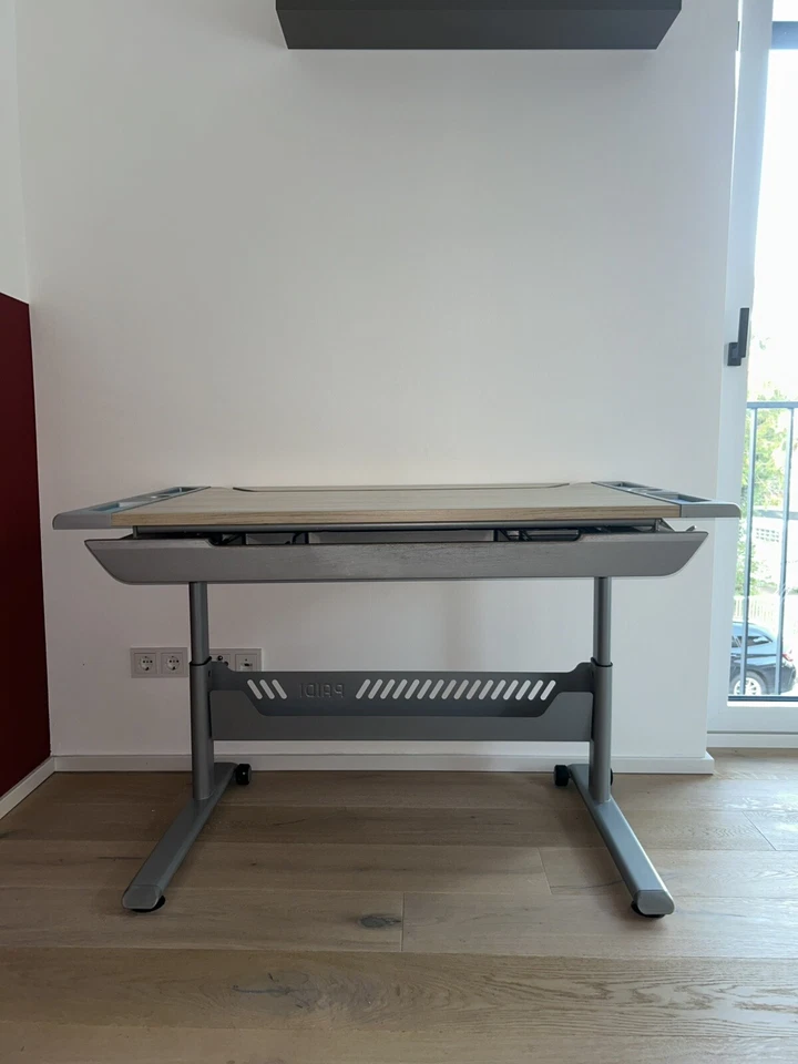 Schreibtisch Kinder aus Holz, höhenverstellbar mit Schublade + Schreibtischstuhl